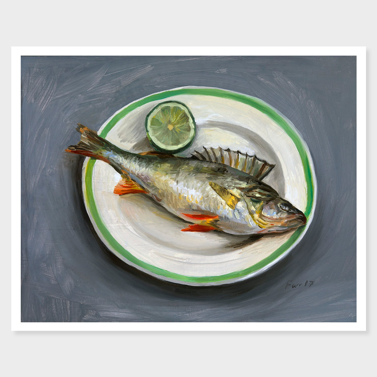 Perch with Lime on Grey − 2017