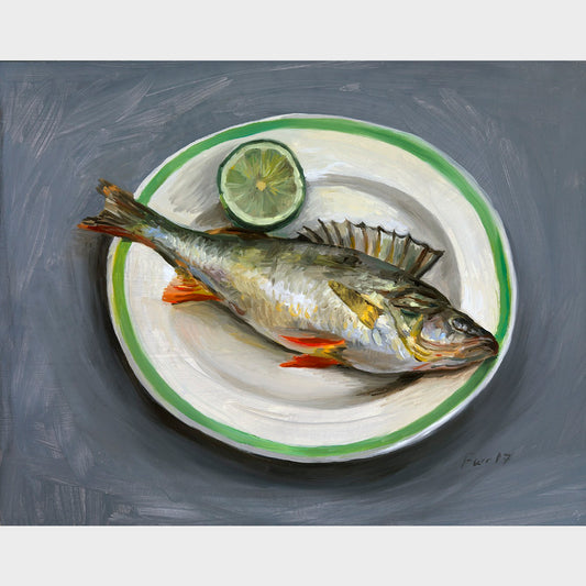 Perch with Lime on Grey − 2017